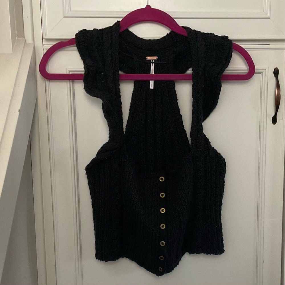 Free People Dark Blue Sweater Tank - Large